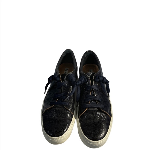 Acne Studios Navy Blue Crackled Shiny Leather Sneakers sz 40 (9) - Picture 7 of 7